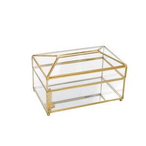 Practical Transparent Mirror Glass Tissue Box Paper Towel Holder Dressing Table Decoration