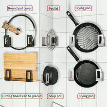 Load image into Gallery viewer, 2pcs Restaurant Accessories Multipurpose Stainless Steel Cutting Board Storage Rack Space Saving Wall Mounted Pot Lid Holder
